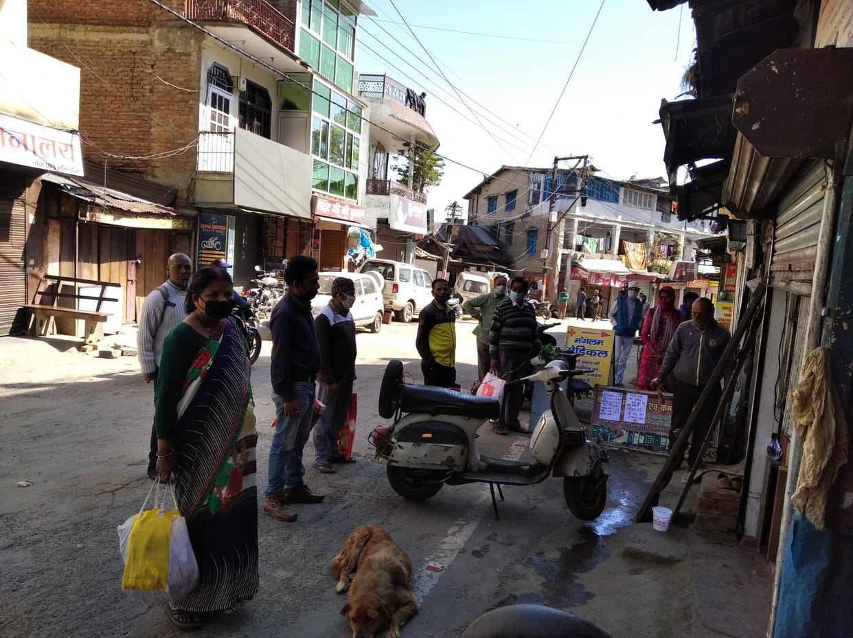 people accepting social distancing in ranikhet