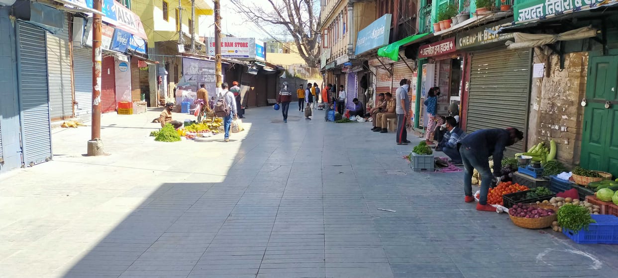 During the relaxation of the lockdown in Almora, the crowd of the market was less visible