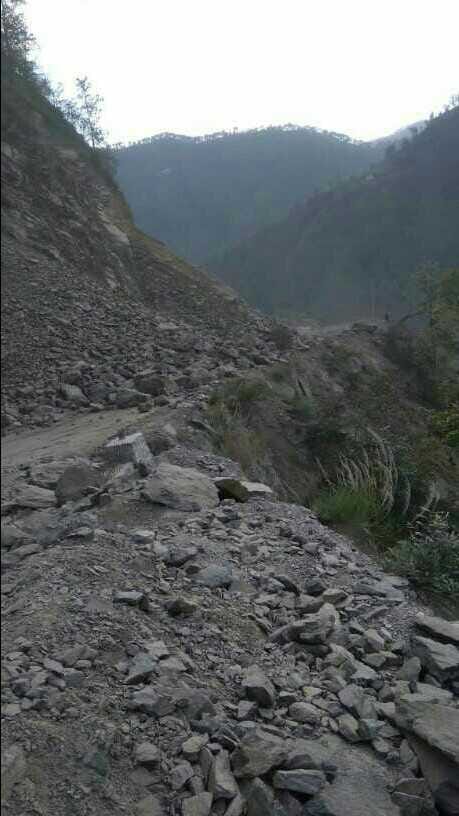 Pithoragarh-Ghat National Highway remained closed overnight due to land slide.