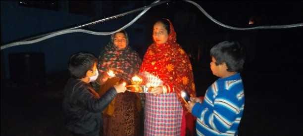 peopels of Poonch lighting with candles and burn cracker s