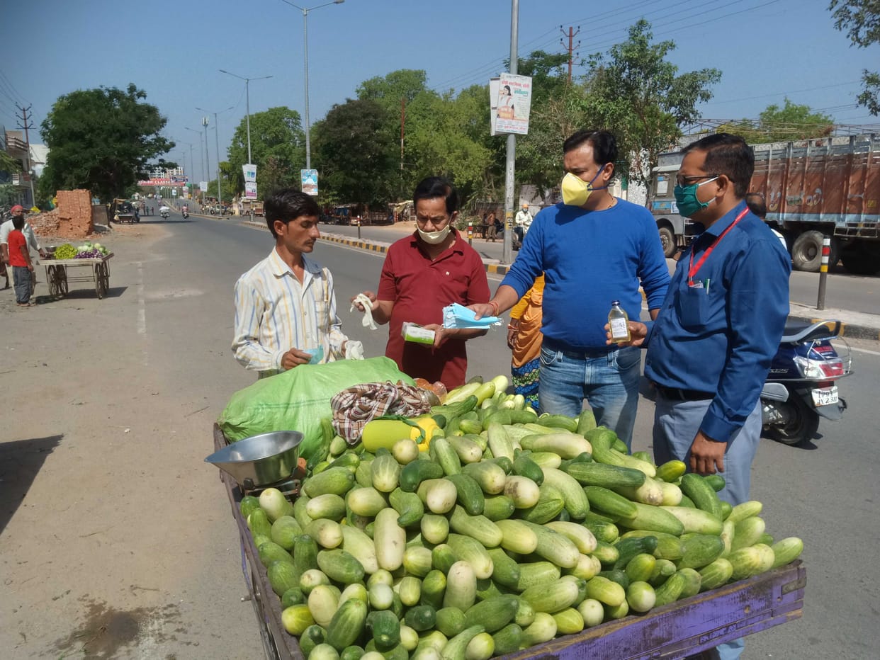 mask and sanitizer distributed to street vendors