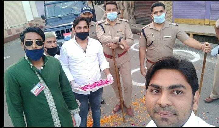 Flower showers on police