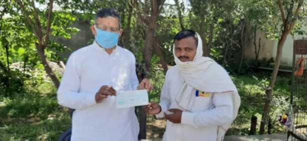 Cheques handed over to the Minister of Education for Haryana Corona Relief Fund