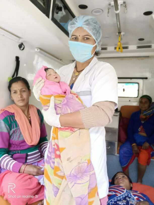 108 personnel secure delivery of woman in ambulance