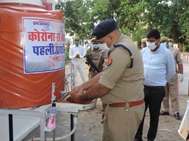handwash mechine installed at police station