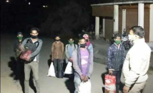 Workers arrived on foot from Almora sent to relief camp