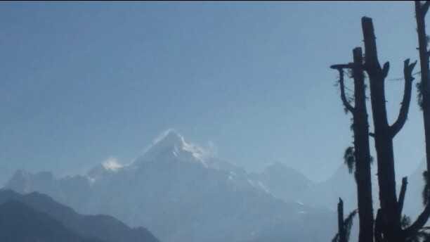 Snow storm in the high Himalayan region of Munsiyari.