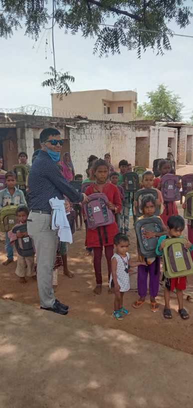 bags and stationary given to students