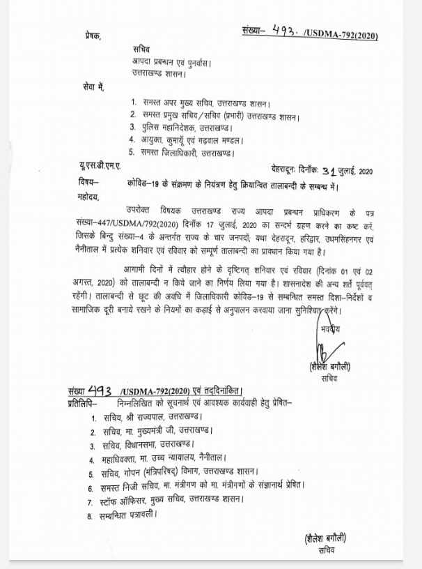 there will not be lockdown on Saturday and Sunday in 4 Districts