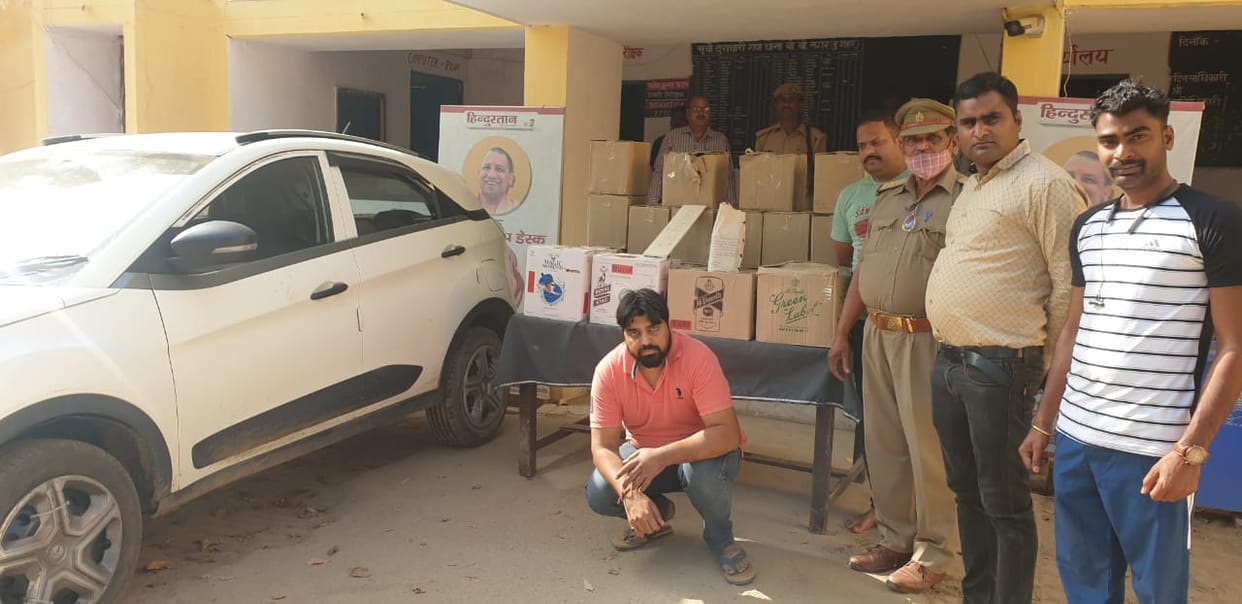 गैर प्रान्त की 20 पेटी अंग्रेजी शराब बरामद, एक गिरफ्तार