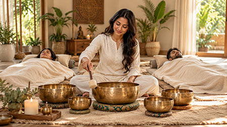Sound healing therapy session