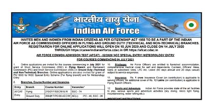 Indian Air Force AFCAT 2020 Notification Released, Application Process to Begin in Few Days