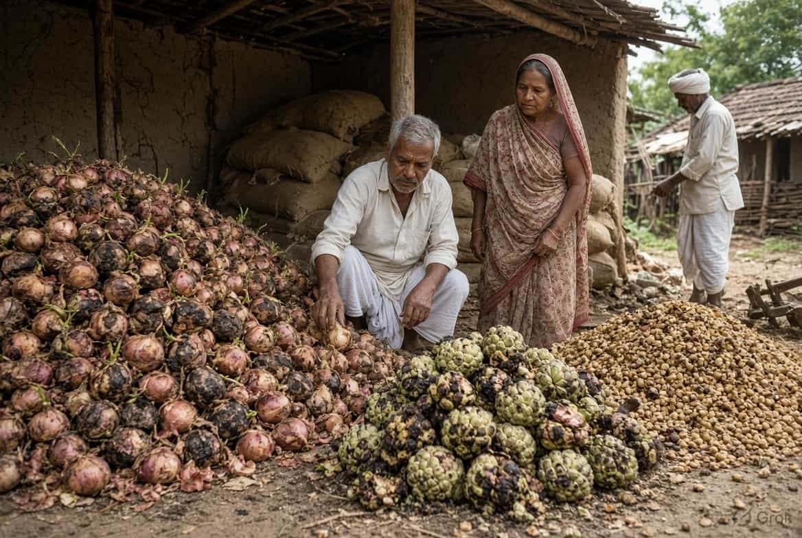 भंडारण की कमी से लाखों टन प्याज-सोयाबीन बर्बाद।