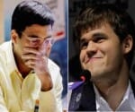 world chess: Anand plays draw to carlson in 4th game.