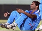 Bhuvenshwar reacts after being hit in Visakhapatnam