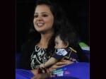 Sakshi Dhoni with a baby in Champions League. 