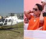 accident from hema malini's helicopter, young man injured