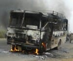 uttarakhand roadways bus caught fire.