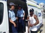 lady police officer took a photograph with chris gayle in australia
