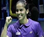saina wins world badminton quarter final
