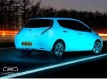 Glow-in-the-dark Nissan Leaf drives on glowing Smart Highway