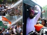 lathicharge on congress, protest against land land acquisition bill