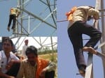 man try to attempt suicide by climbing on electricity tower