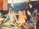 Poonam Pandey poses with naga sadhus at Kumbh Mela