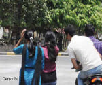 Bikers pulled the young girl's scarf.  