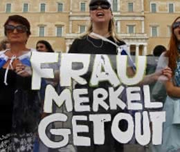 protesters rally as merkel voices support for austerity hit greece