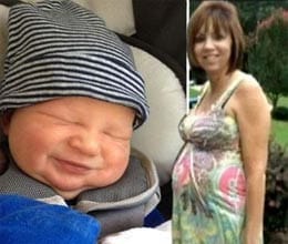 women in forties give birth to grandson