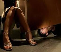young man punished in the women toilet
