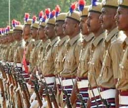 policemen walk the ramp in purnea bihar