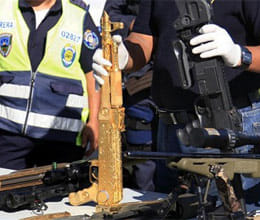ak47 gun made from gold and silver cartridge