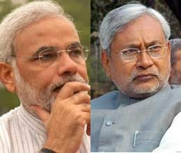 bjp greets nitish kumar with narendra modi posters 
