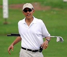 barack obama plays round of golf with tiger woods