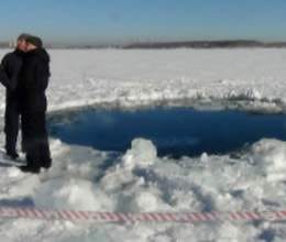20 feet wide crater due to meteorite in russia