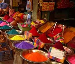 markets has coloured in colours of holi