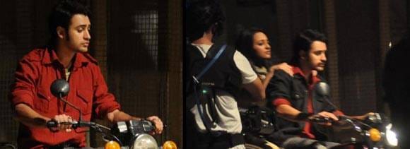 Imran Khan and sonakshi sinha snapped on a bike