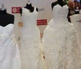weddding dress made from loo roll wins contest