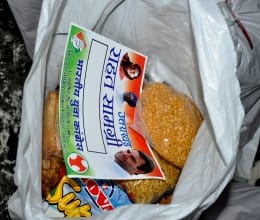 Rahul Gandhi in packets of relief materials