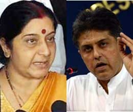 twitter war between sushma swaraj and manish tiwari on uttarkhand 
