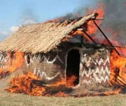 man burns mother in law's hut