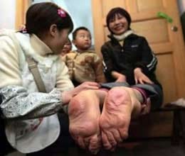  woman with feet facing backwards