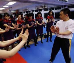 Hong Kong Air Hostesses Study Wing Chun