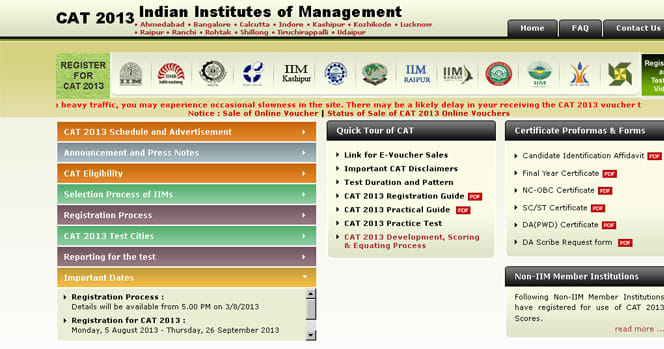 Common Admission Test 2013 registration begins