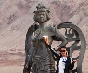 xinjiang statue’s breasts discolored from touching by tourists