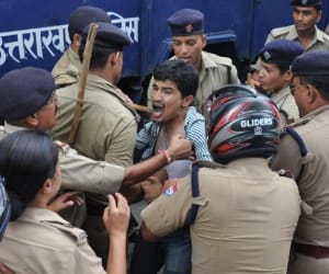 Landed on the street against government personnel