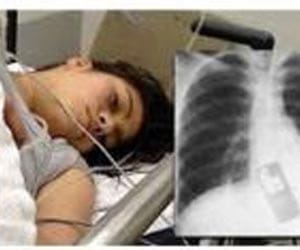 woman swallows her cell phone