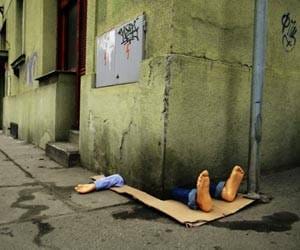 Is that a dead body under a building or just modern art?